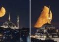 Polumjesec obasjao Istanbul: Spektakularan prizor iznad Fatihove džamije