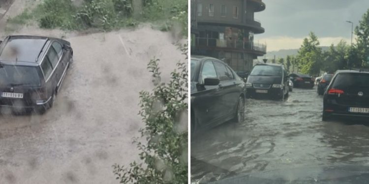 Veliko nevrijeme praćeno grmljavinom i gradom zahvatilo Tutin: Na ulicama tekle rijeke VIDEO