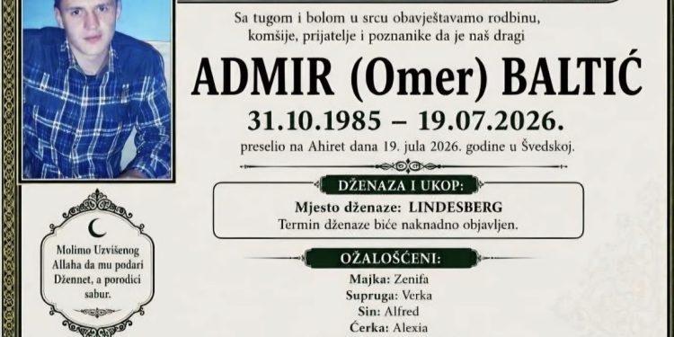 TUGA U SANDŽAČKOJ DIJASPORI: Na Ahiret preselio Admir Baltić (40), Sjeničak koji je srcem cijeli život nosio zavičaj