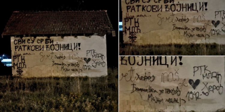 NOVA PROVOKACIJA U ŠTAVLJU: Osvanuo grafit „Svi su Srbi, Ratkovi vojnici“ – “Nož,žica…”
