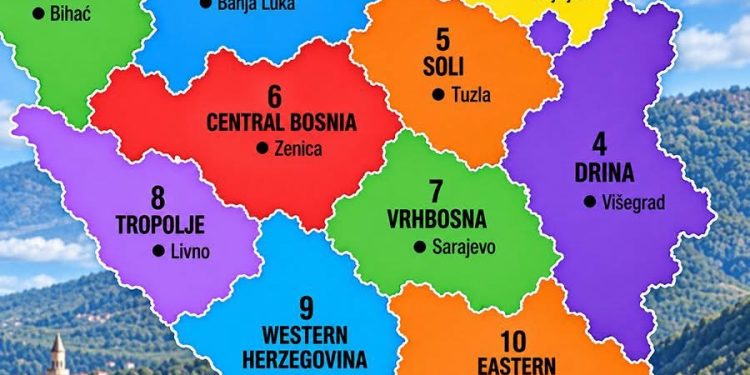 NOVA MAPA BOSNE I HERCEGOVINE: PRIJEDLOG KOJI UKIDA ENTITETE I UVODI 10 FEDERALNIH JEDINICA