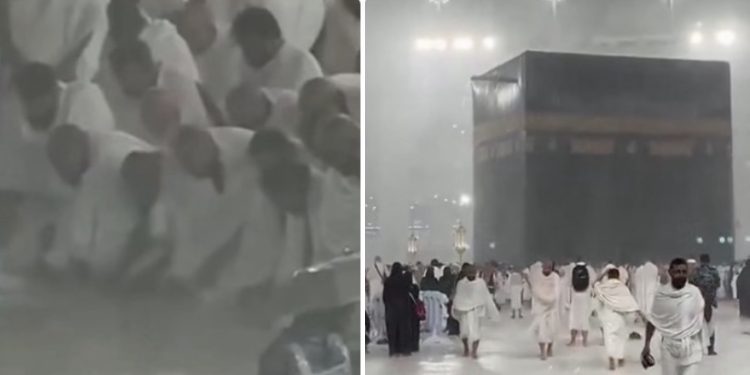 Jaka kiša pogodila Mekku, stotine vjernika obavljali namaz VIDEO