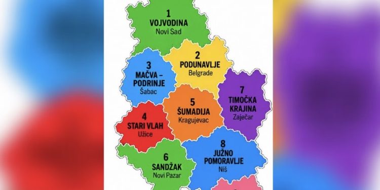 PROCURILA MAPA PODJELE SRBIJE: SANDŽAK MEĐU DEVET FEDERALNIH REGIJA