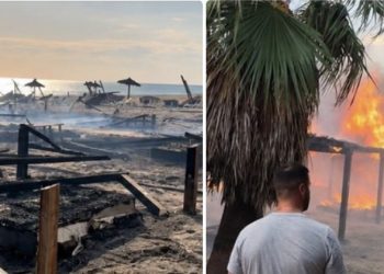 Veliki požar progutao poznatu plažu u Ulcinju, vatrogasci i građani uzalud pokušavali spasiti objekte