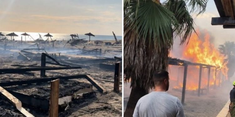 Veliki požar progutao poznatu plažu u Ulcinju, vatrogasci i građani uzalud pokušavali spasiti objekte