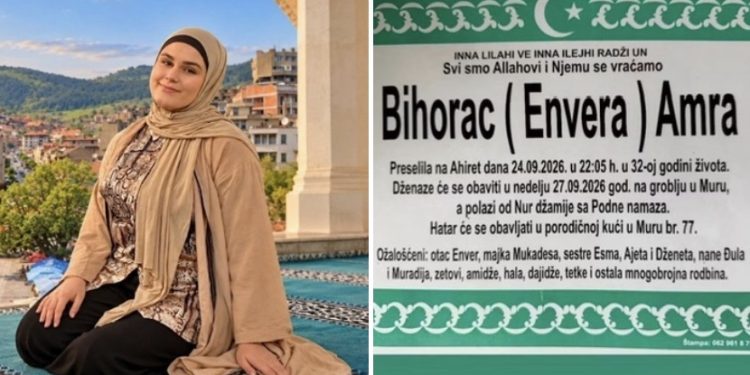Novi Pazar tuguje: Na Ahiret preselila 32-godišnja Amra Bihorac