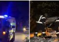 Novi Pazar- Izbice: Automobil sletio s puta pa se zapalio, dvije osobe završile u bolnici
