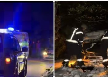 Novi Pazar- Izbice: Automobil sletio s puta pa se zapalio, dvije osobe završile u bolnici