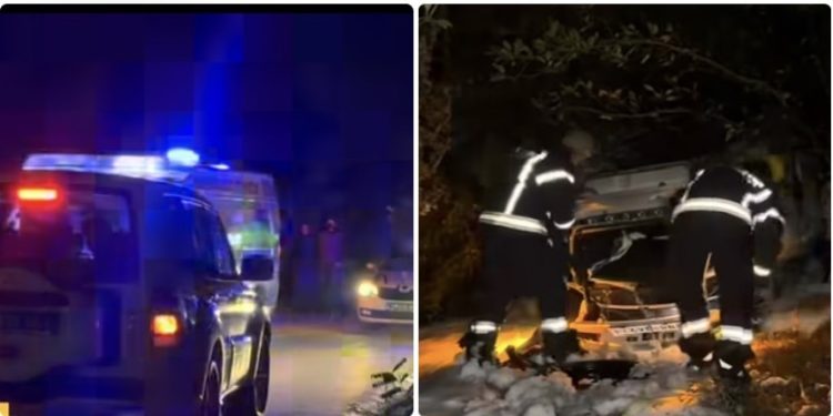 Novi Pazar- Izbice: Automobil sletio s puta pa se zapalio, dvije osobe završile u bolnici